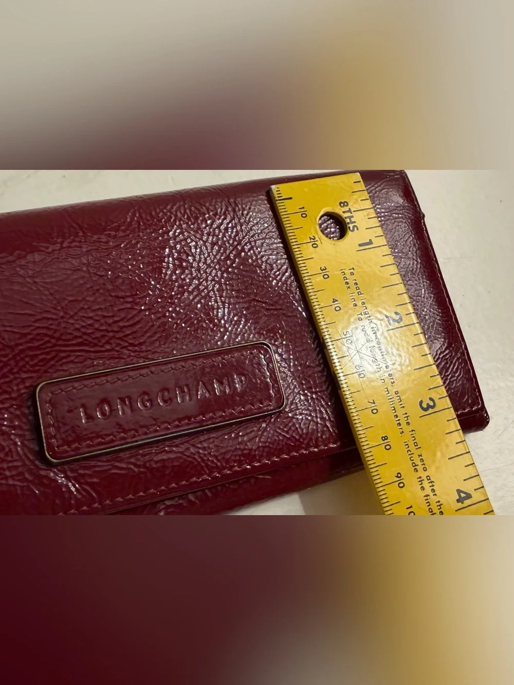 Longchamp vintage red leather bifold wallet